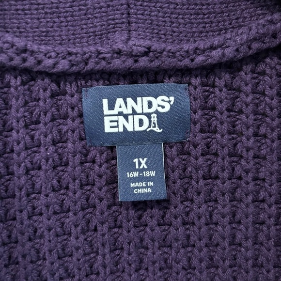 Lands End Women's 1X Purple Shawl Collar Sweater Cardigan Chunky Knit - Picture 3 of 11
